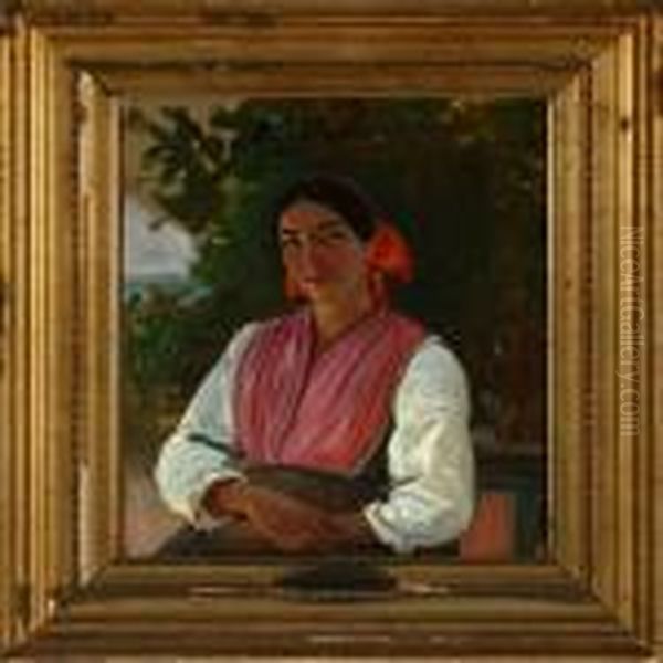 Portrait Of An Italian Woman Oil Painting by Wilhelm Marstrand