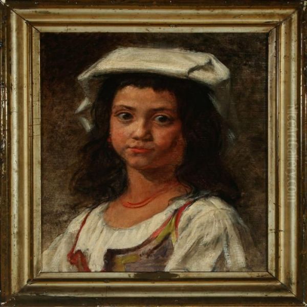 Portrait Of A Young Italian Girl Oil Painting by Wilhelm Marstrand