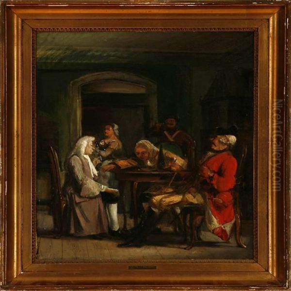 A Scene From A Ludvig Holberg Comedy Oil Painting by Wilhelm Marstrand