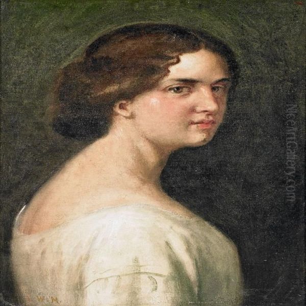 A Portrait Of A Young Woman Oil Painting by Wilhelm Marstrand