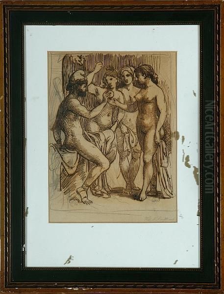 Prins Paris' Judgment Of The Three Graces Oil Painting by Wilhelm Marstrand