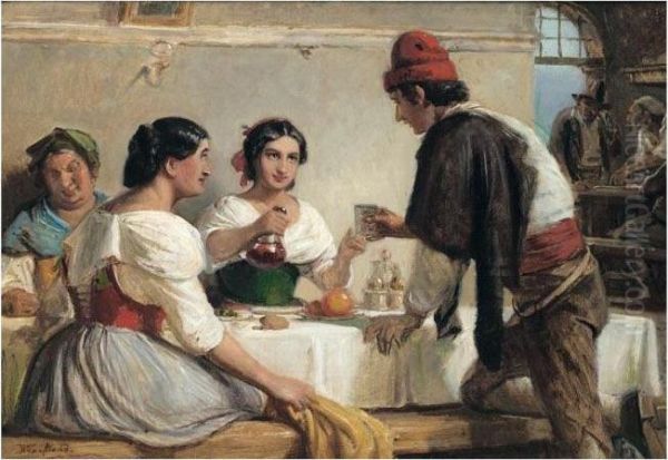 A Welcome Refreshment Oil Painting by Wilhelm Marstrand