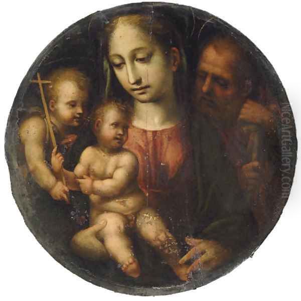 The Holy Family with the Infant Saint John the Baptist Oil Painting by Girolamo Del Pacchia