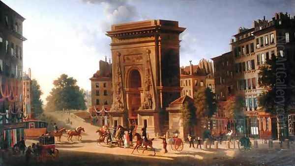 View of the Porte St. Denis and the Boulevard de Bonne Nouvelle Oil Painting by Pierre Alexandre Pau de Saint-Martin