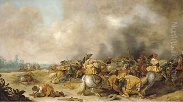 A cavalry engagement Oil Painting by Palamedes Palamedesz. (Stevaerts, Stevens)