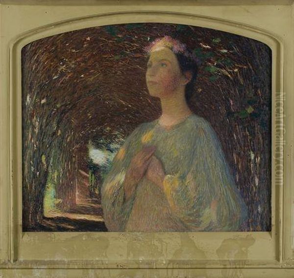 Jeune Fille Sous Une Voute Ombragee Oil Painting by Henri Martin