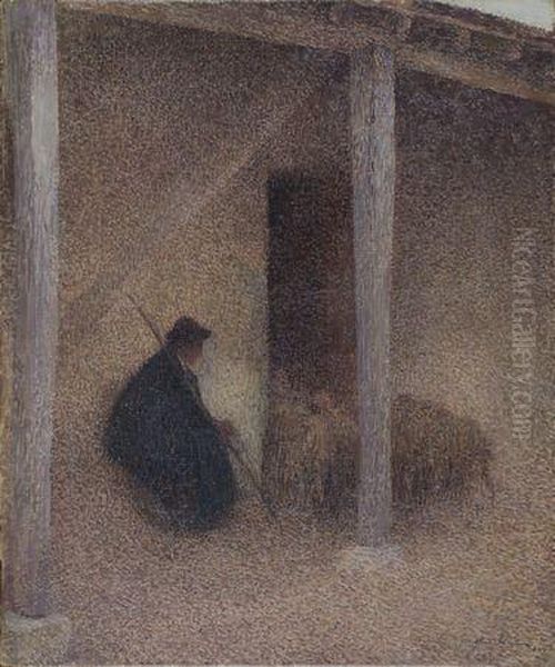 Berger Rentrant Ses Moutons Oil Painting by Henri Martin