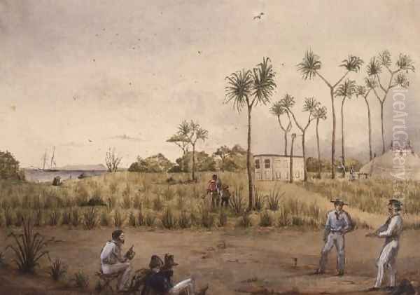 Portable observatory at Cape Upstart, Australia, 1843 Oil Painting by Edwin Augustus Porcher