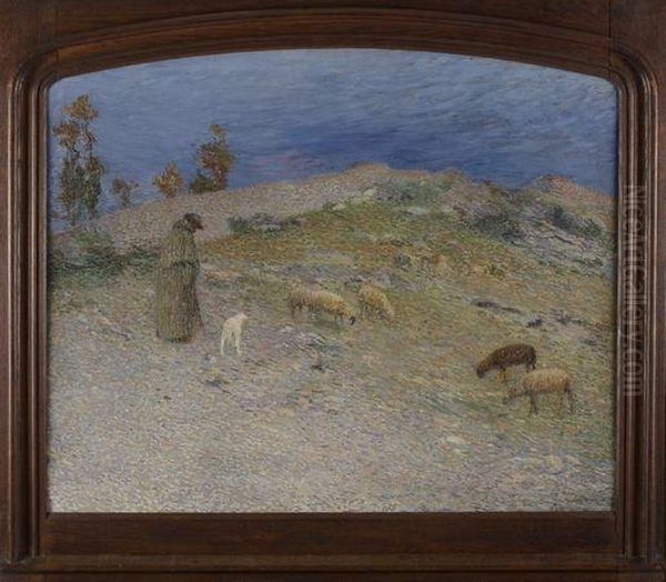 Berger Et Ses Moutons Dans Les Causses Oil Painting by Henri Martin