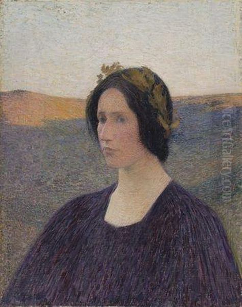 Femme Couronnee De Lauriers Oil Painting by Henri Martin