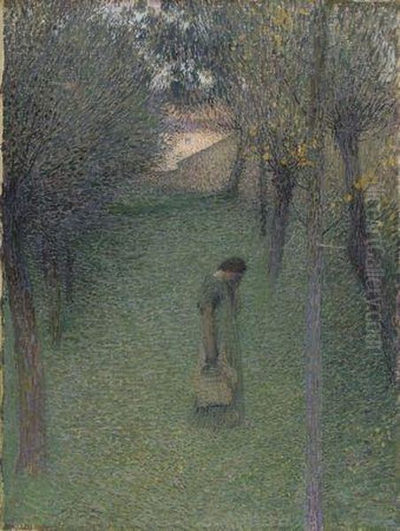 Muse Pensive Au Jardin Oil Painting by Henri Martin