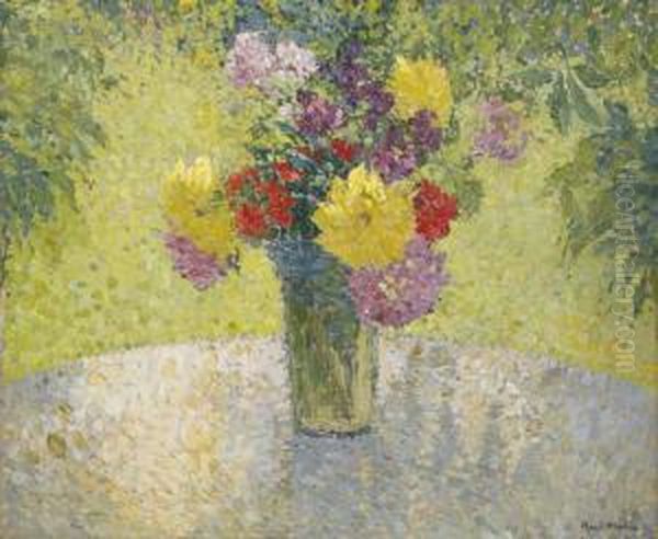 Bouquet Sur La Table En Pierre De Marquayrol Oil Painting by Henri Martin