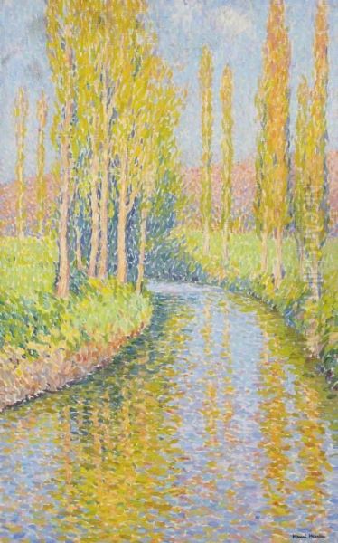 Peupliers Au Bord Du Vert Oil Painting by Henri Martin