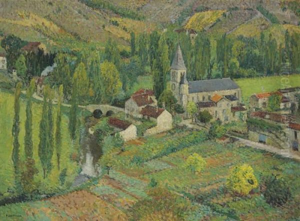 L'eglise, L'ecole Et Le Pont De Labastide-du-vert Oil Painting by Henri Martin