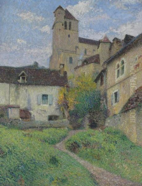 L'eglise De Saint Cirq Lapopie Oil Painting by Henri Martin