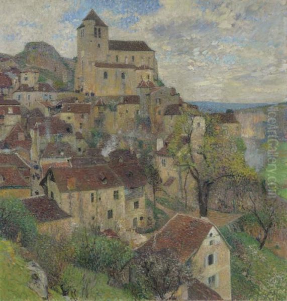 Vue Generale De Saint Cirq Lapopie Oil Painting by Henri Martin