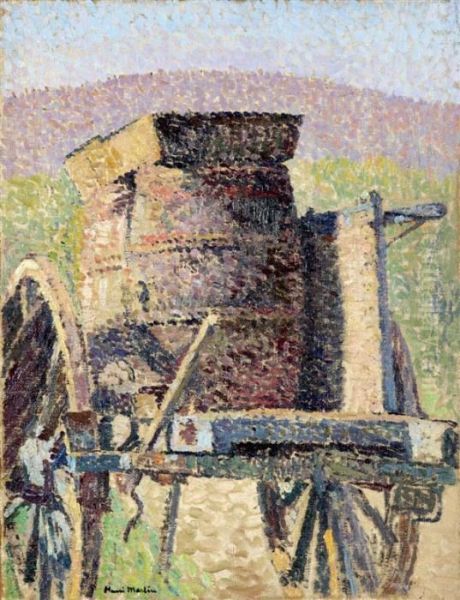 Charrette Avec Deux Tonneaux Pour Recueillir La Vendange Oil Painting by Henri Martin