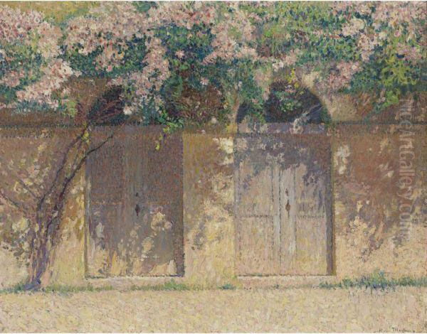 Portes Jumelles Sous Un Rosier Grimpant Oil Painting by Henri Martin