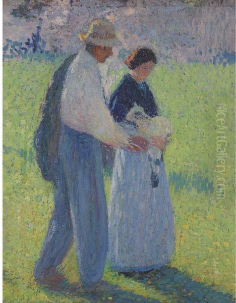 Couple Avec Un Agneau Oil Painting by Henri Martin