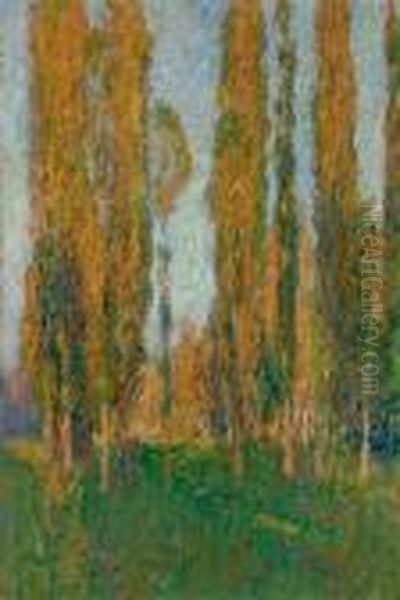 Peupliers A Labastide-du-vert Oil Painting by Henri Martin