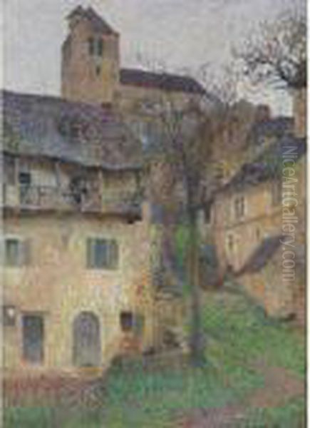 Rue Montant Vers L'eglise De Saint-cirq-lapopie Oil Painting by Henri Martin