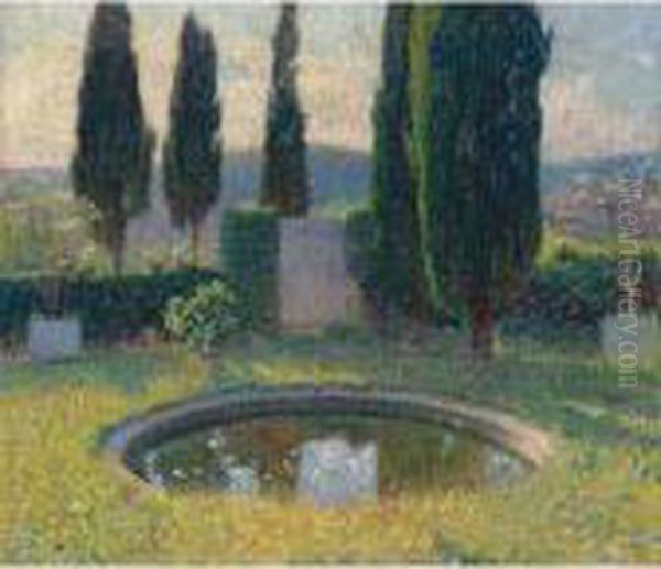 Le Petit Bassin Sud-ouest Au Fond Du Parc De Marquayrol (au Debut De L'ete) Oil Painting by Henri Martin