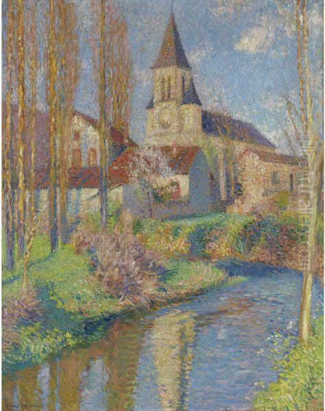 L'ecole Et L'eglise De Labastide-du-vert Oil Painting by Henri Martin