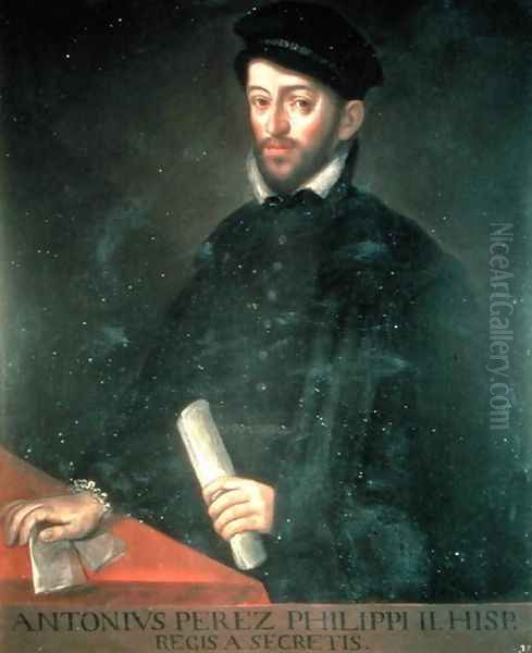 Portrait of Antonio Perez 1540-1611 politician and secretary to Philip II Oil Painting by Antonio Ponz