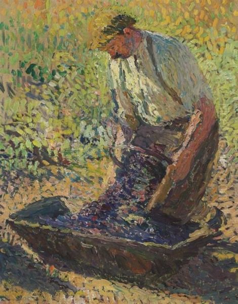 Vendangeur A Genoux Oil Painting by Henri Martin