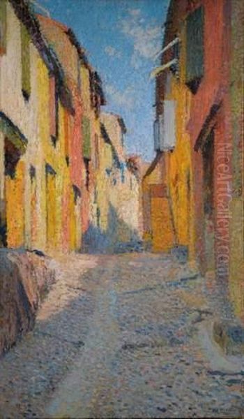 Une Rue A Collioure Oil Painting by Henri Martin