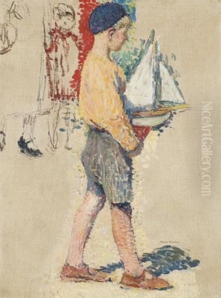 Jeune Garcon Avec Un Bateau Oil Painting by Henri Martin