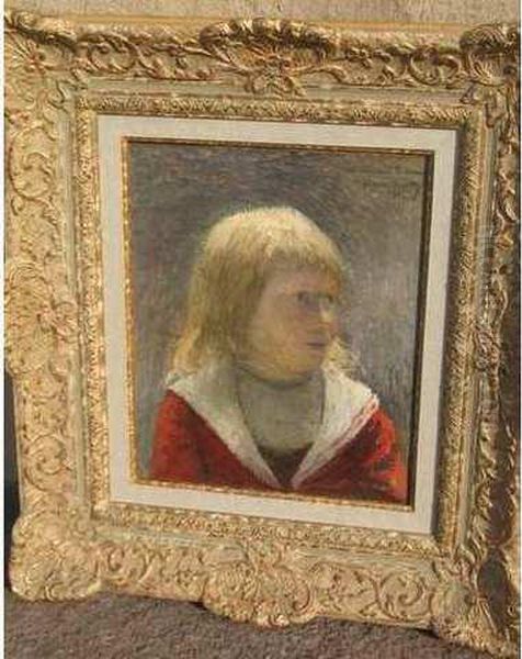 Enfant Blond Avec Une Veste Rouge Oil Painting by Henri Martin