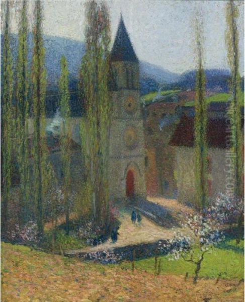 L'eglise De Labastide-du-vert, Fin D'apres-midi Oil Painting by Henri Martin