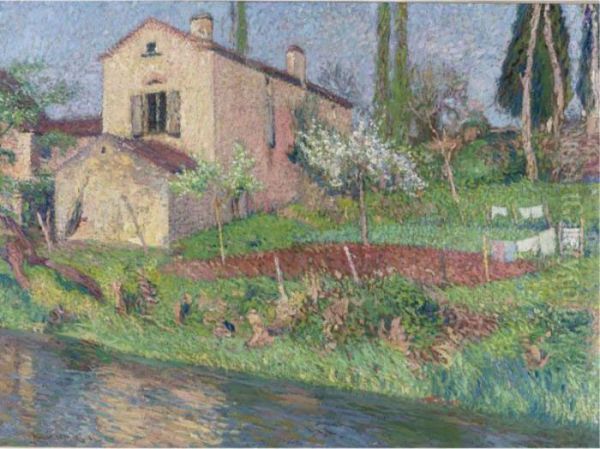 La Maison De Marie-louise Au Printemps A La Bastide-du-vert Oil Painting by Henri Martin