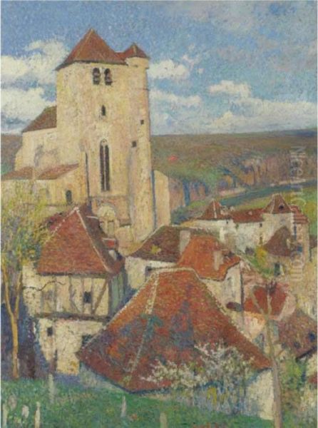 Le Village De Saint-cirq Lapopie Oil Painting by Henri Martin