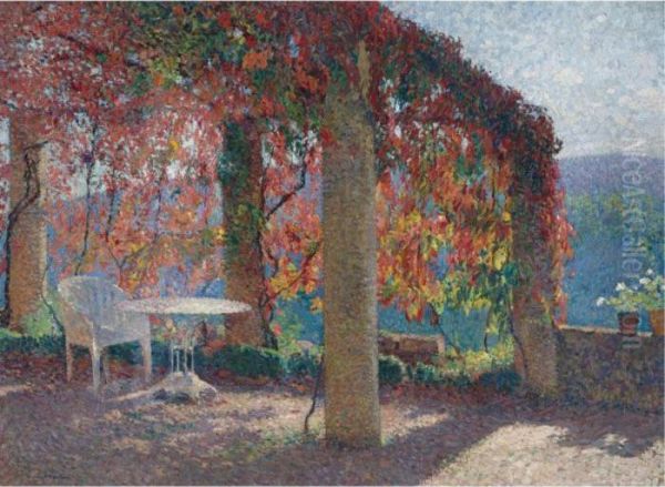 La Pergola A L'angle Sud-ouest De Marquayrol A L'automne Oil Painting by Henri Martin