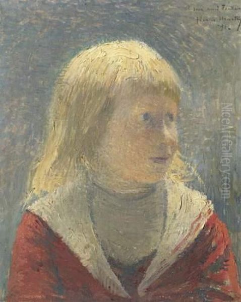 Portrait D'enfant Blond
 Huile Sur Toile, Signee, Datee <91> Et Dedicacee <a Son Ami Fourrier> En Haut A Droite Oil Painting by Henri Martin