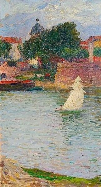 Toulouse, La Garonne, L'eglise Saint-pierre Oil Painting by Henri Martin