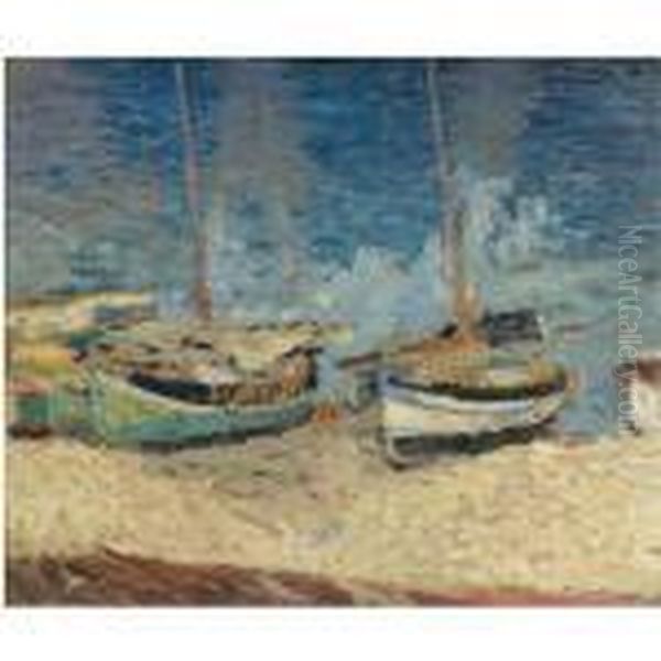 Quelques Barques Echouees Sur La Greve A Collioure Oil Painting by Henri Martin