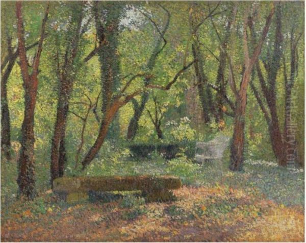 Le Vieux Banc De Pierre Oil Painting by Henri Martin