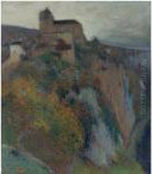 Saint-cirq-lapopie Oil Painting by Henri Martin