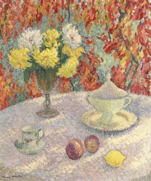 Dahlias Au Soleil Oil Painting by Henri Martin