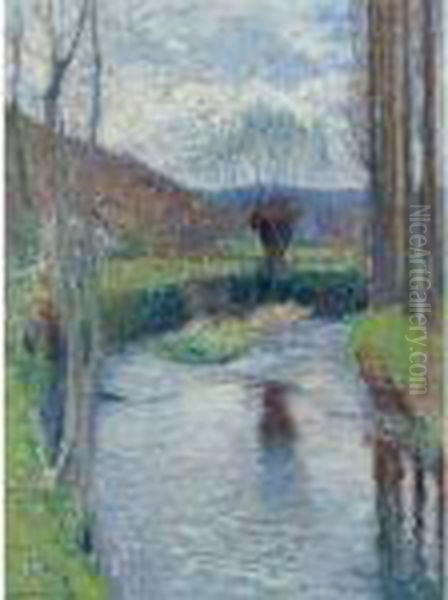 La Riviere Verte Au Printemps Oil Painting by Henri Martin