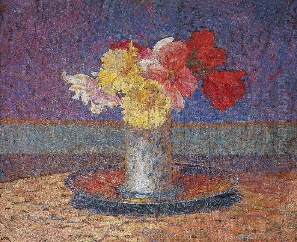 Vase De Fleurs Oil Painting by Henri Martin