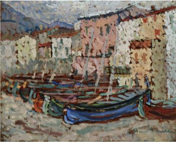 Les Barques Sur La Greve A Collioure Oil Painting by Henri Martin