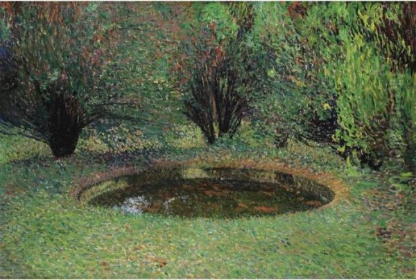 Marquayrol, Le Bassin Aux Thuyas Oil Painting by Henri Martin