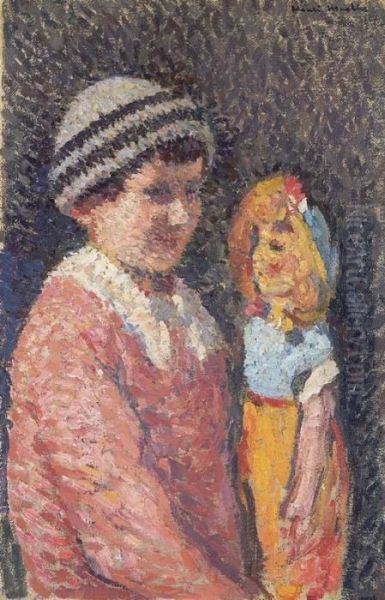 Enfant A La Poupee Oil Painting by Henri Martin