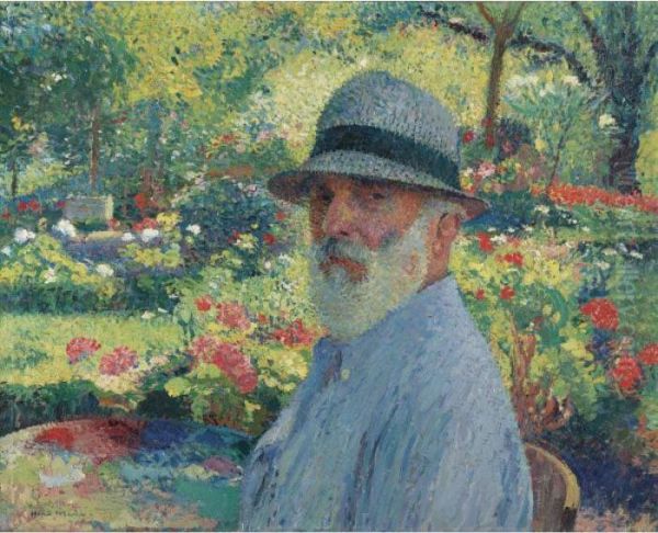 Autoportrait De L'artiste Dans Son Jardin Oil Painting by Henri Martin