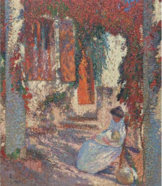 Mere Et Enfant Dans Le Jardin Oil Painting by Henri Martin