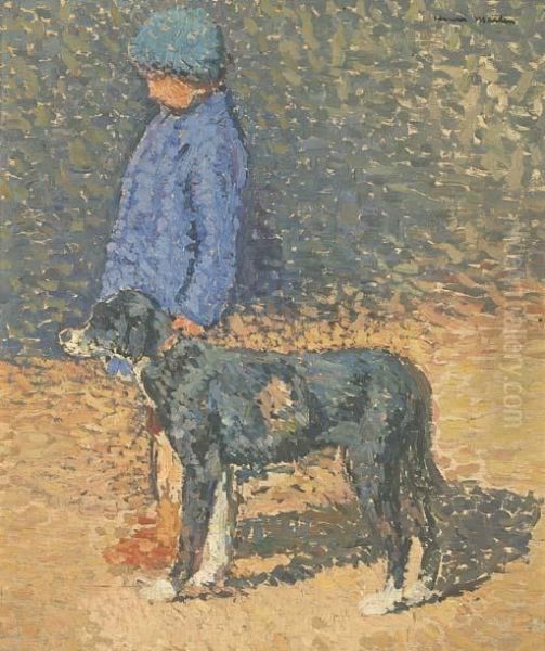 Jeune Fille Et Chien Oil Painting by Henri Martin